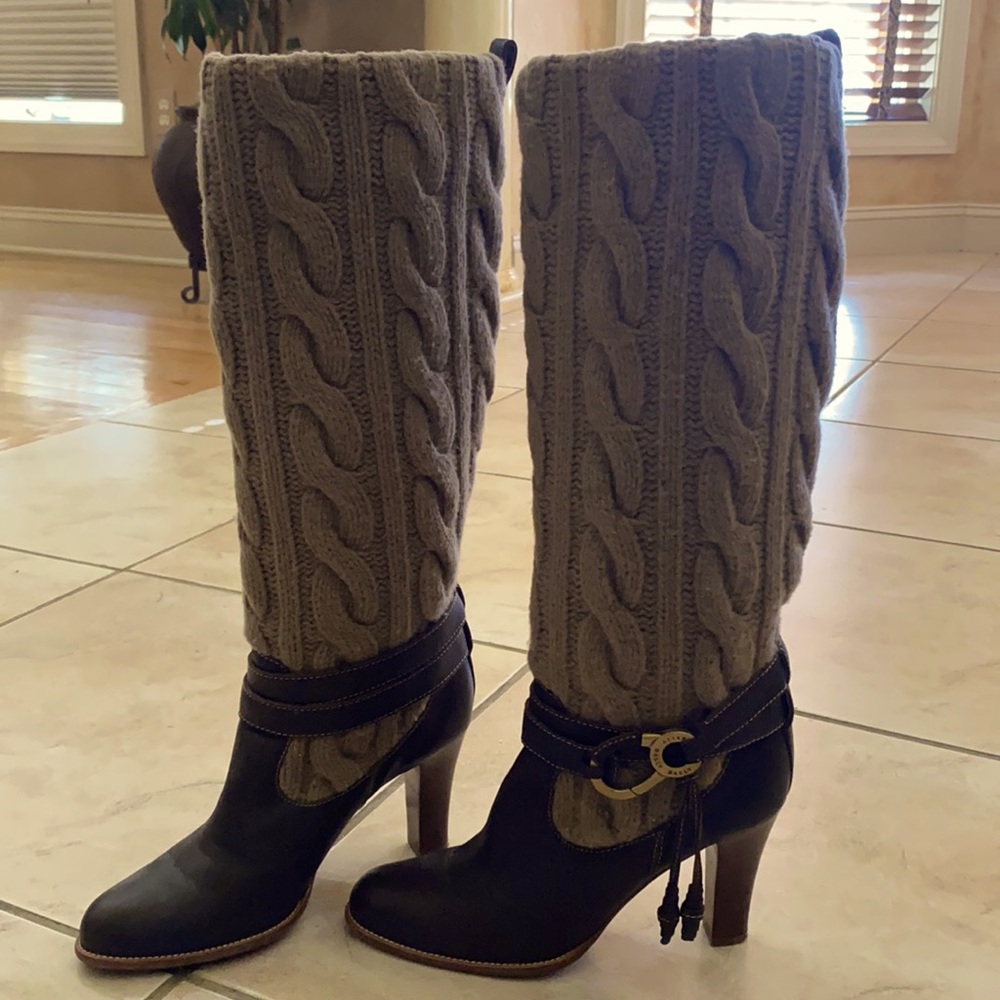 Bally knit leather boots